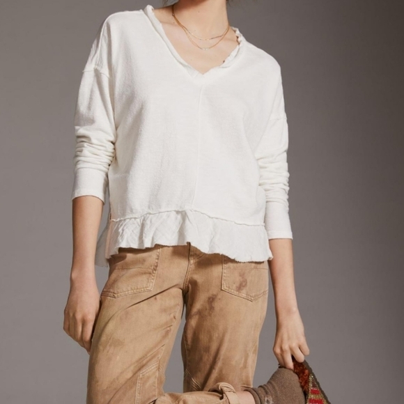 Anthropologie Pilcro Ivory Knit Poncho Top XL - Picture 3 of 8